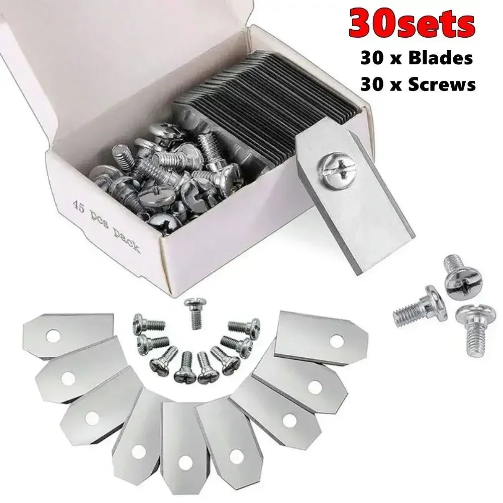 New 30pcs Lawn Mower Cutting Blades W/Screw Kit Replacement for Husqvarna Automower/Gardena Robotic Lawnmower Repair LIJIao Zpaxo Silver-30sets