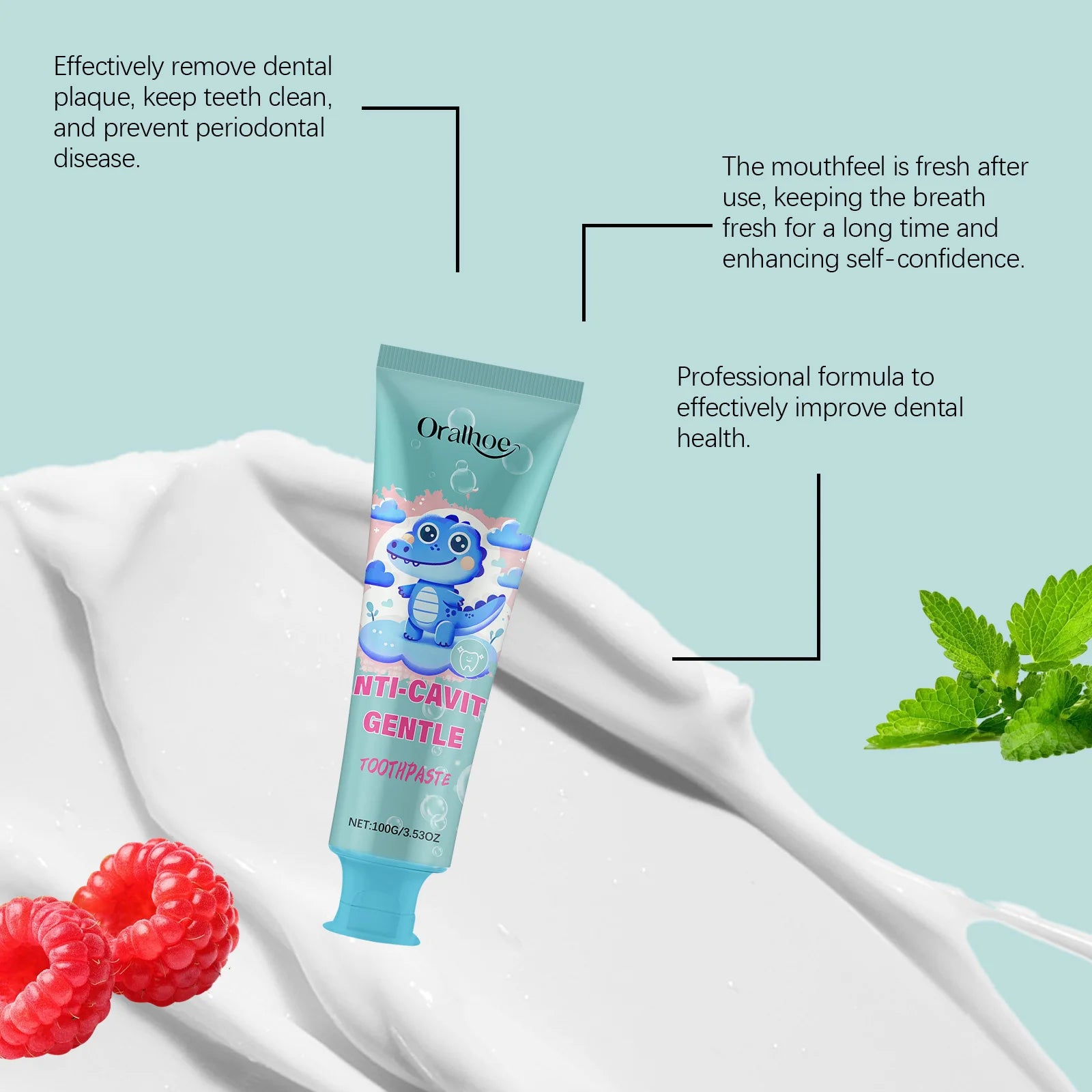 Kids Anti-Cavity Toothpaste - Gentle Whitening Toothpaste For Children, Stain Removal & Enamel Protection, Mild Flavor Zpaxo