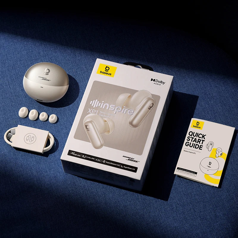 Baseus Inspire XP1 50dB Adaptive ANC Wireless Earbuds Bluetooth 6 1 Zpaxo White