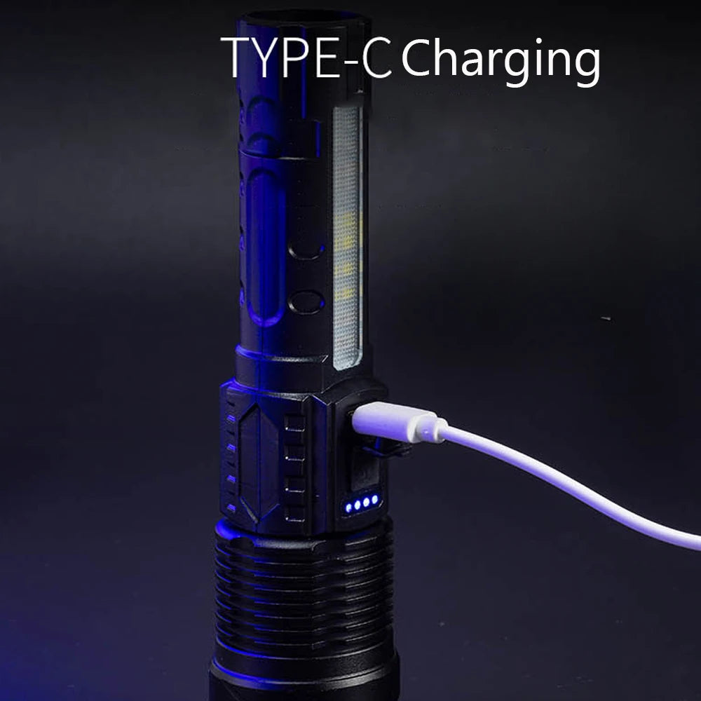 High Power LED Flashlight – USB Rechargeable Tactical Zoom Torch