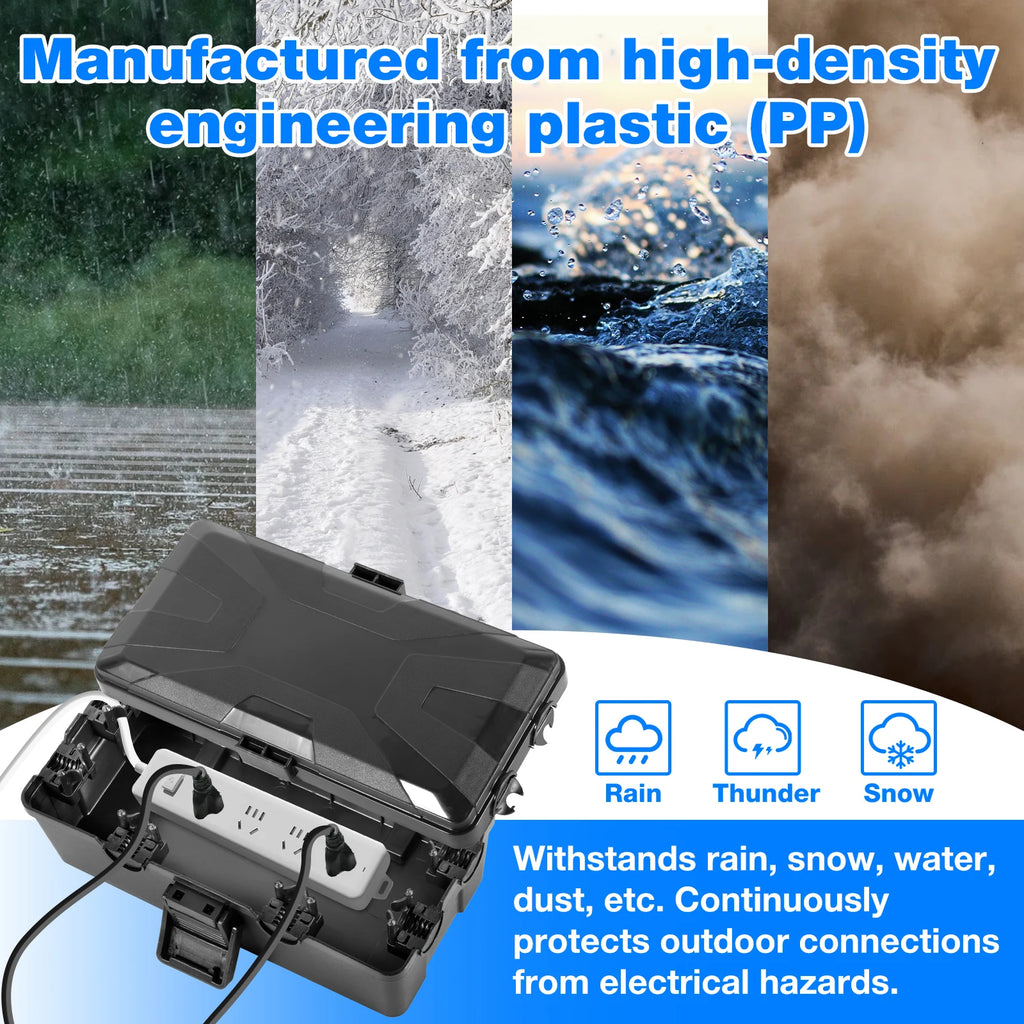 Large Outdoor Electrical Box IP54 Waterproof Extension Cord Cover Weatherproof Protect Outlet, Plug, Socket, Timer, Power Strip, Zpaxo
