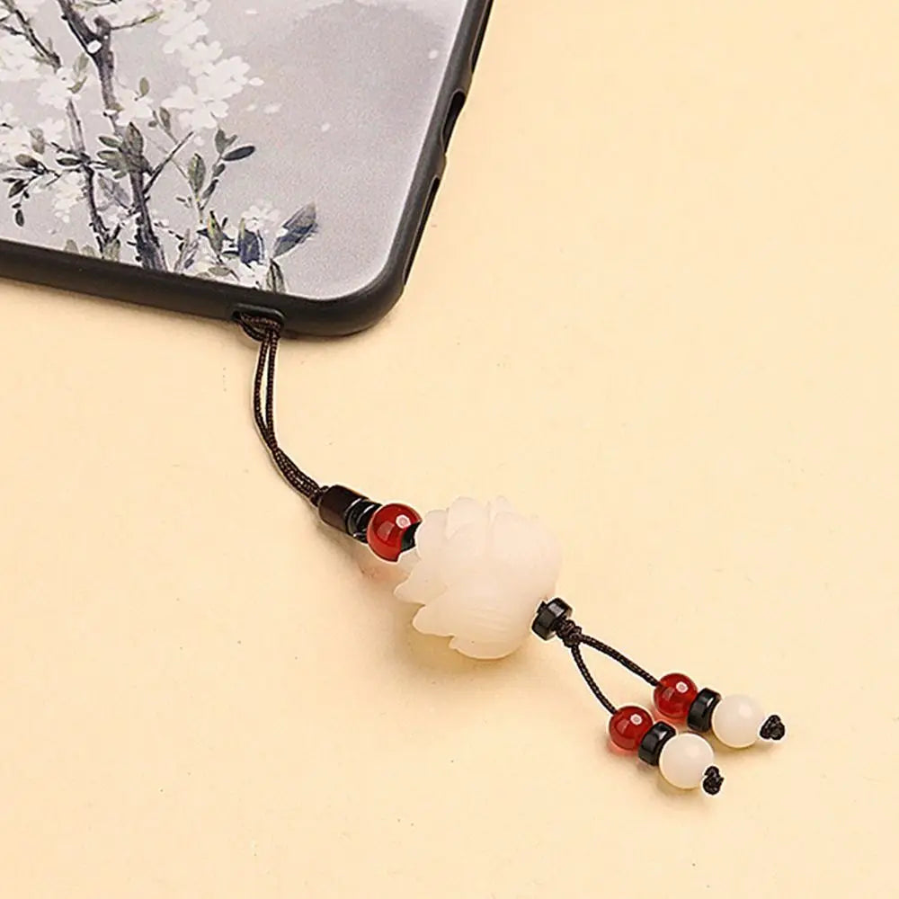 Vintage Friend Gift Unisex Key Chain Chinese Lucky Keychain Mobile Phone Ring Lotus Flower Pendant Bodhi Key Chain Key Ring Zpaxo