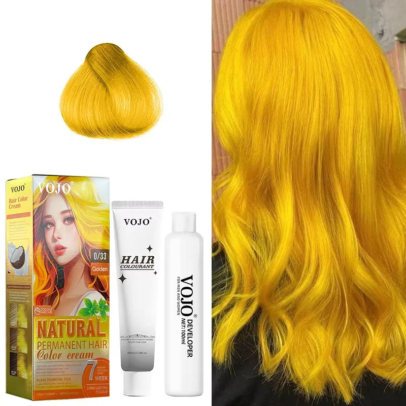 3-in-1 Long-Lasting Hair Dye Shampoo,100ml &100ml Coloring Agent Hair Dye Shampoo for Women and Men,Semi-Permanent Hair Cream Zpaxo Golden