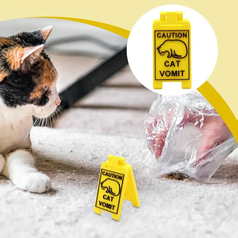 Cat Vomit Sign Funny Creative Dog Caution Urine Attention Lovers Pet