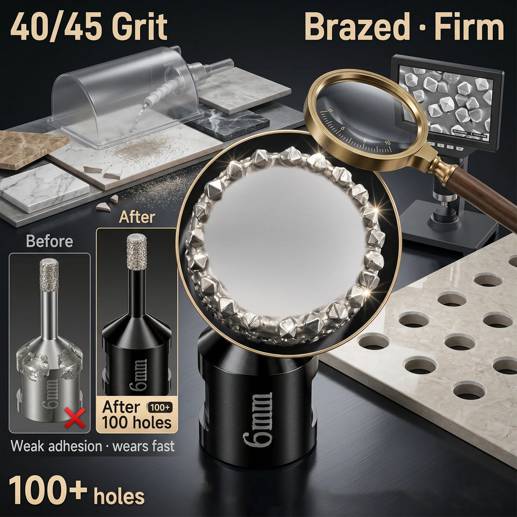 6mm Brazed Diamond Core Drill Bit Angle Grinder Hole Saw For Ceramic Tile Porcelain Marble Quartz Dry Cutting Milling Bits Zpaxo