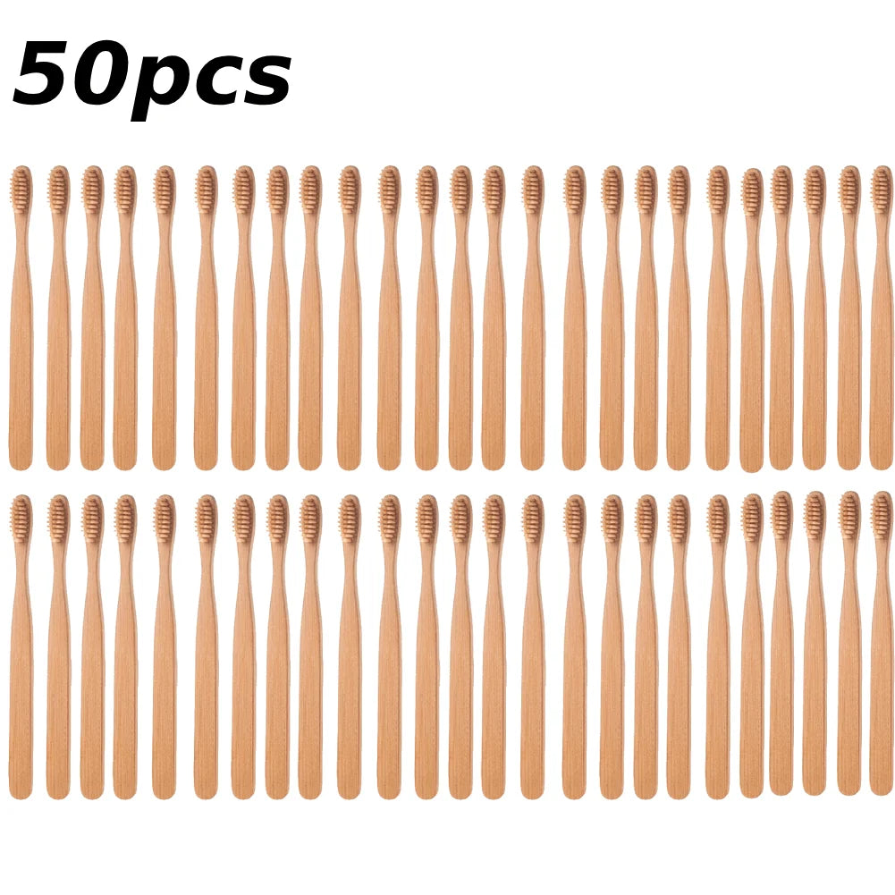 Natural Bamboo Toothbrush – Soft Charcoal Bristles | 1 or 50 Pack Bamboo Toothbrush Set Zpaxo D