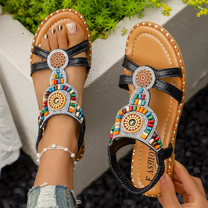 2026 Women Sandals Bohemian Sandals Outdoor Soft Sole Beach Sandals Platform Lightweight Casual Women Shoes Flat Plus Size Shoes Zpaxo