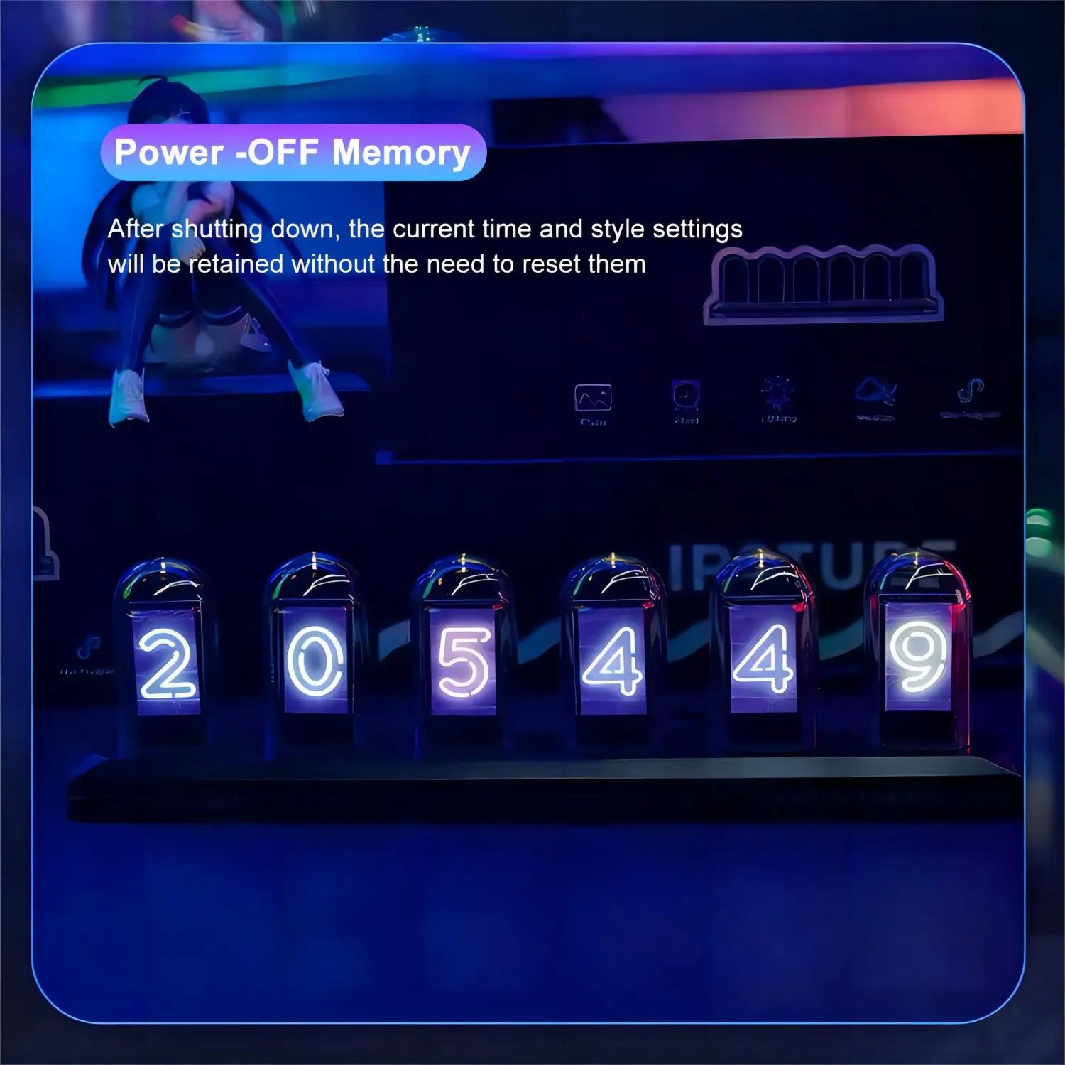Nixie Tube Clock Night Light IPS RGB Glow Color App Control DIY Screen Digital Tube Clock For Bedroom Zpaxo