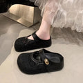 Women's Thick Sole Mesh Fabric Comfortable Solid Metal Buckle Zpaxo black 38