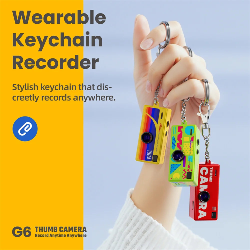 G6 Digital Camera 1080P Thumb Mini Keychain Camera Very Small Camcorder Video Recorder with Flash MultiColor Retro Style for Kid Zpaxo