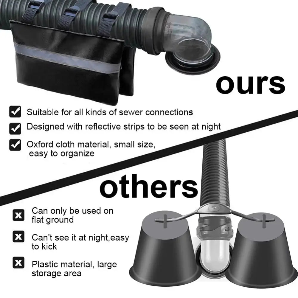 Reflective Strip RV Sewer Weight Bag Heavy Duty Waterproof Hose Support Device Hose Support 600D Oxford Cloth Drain Weight Bag Zpaxo