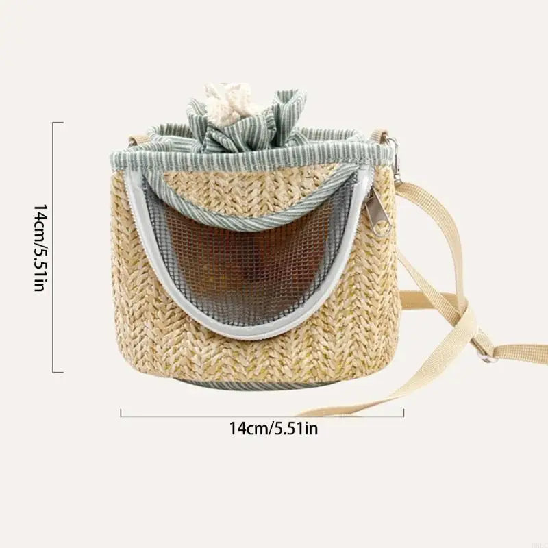 Ventilated Small Animal Carriers Bag Safety Zipperd Breathable Straw