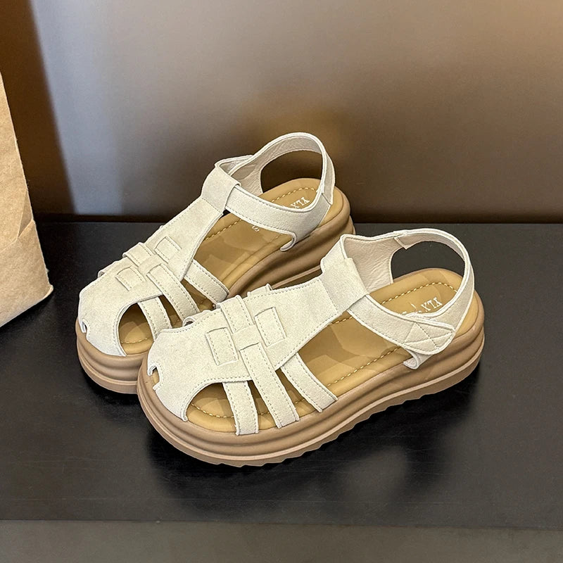 Increased Thick-soled Sandals Women's Summer 2025 Hollow Covered Toe