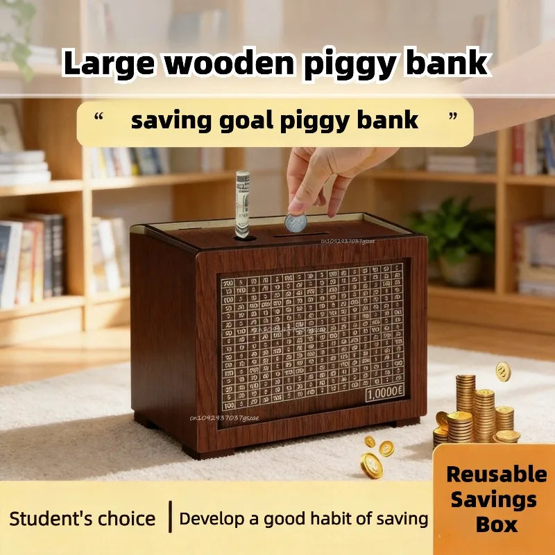 New Wooden Piggy Banks To Save Piggy Bank Child Euros Electronic Piggy Bank with Printed Number Markings & Saving Counter Zpaxo