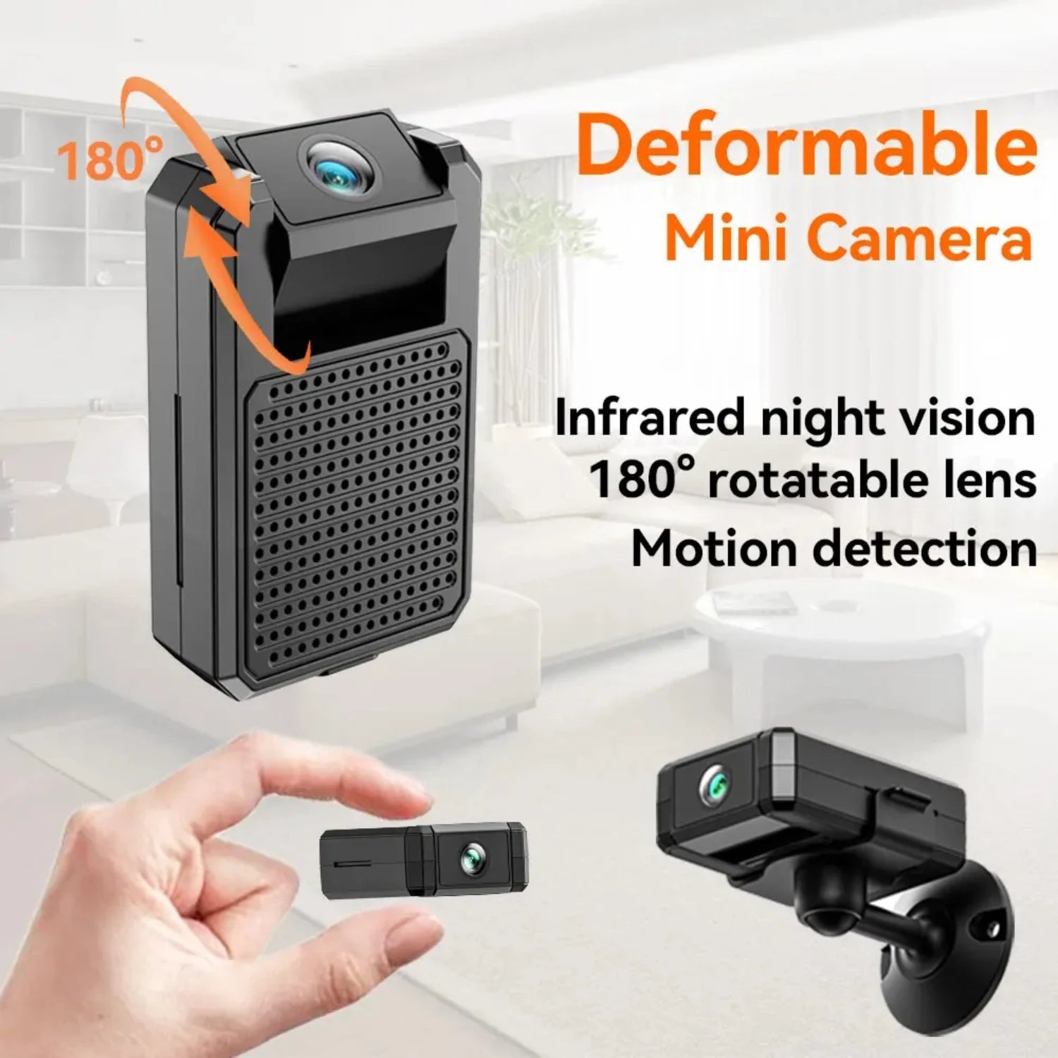 4K Mini Camera Indoor Security Night Vision 4H Battery Life Motion