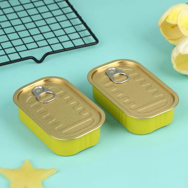 CM2Pcs Empty Mini Tin Box Sealed Food Can Pull Ring Cover Metal