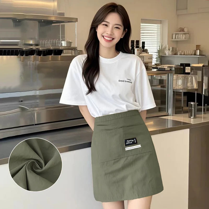 Ladies Canvas Kitchen Apron Restaurant Waitress Essential Extended Zpaxo