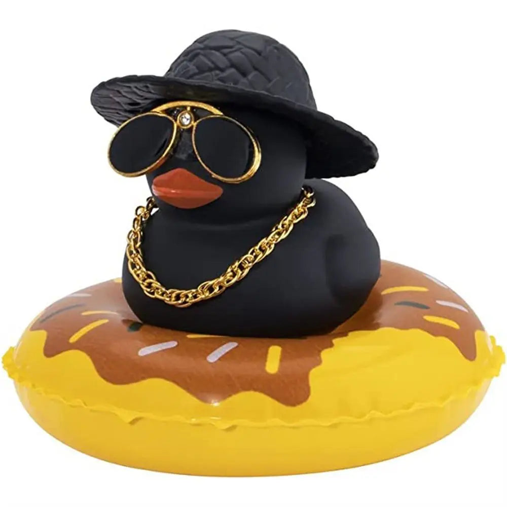 Hat Duck Car Decor Squeak Ducks Swim Ring Glasses Dashboard Bicycle Zpaxo