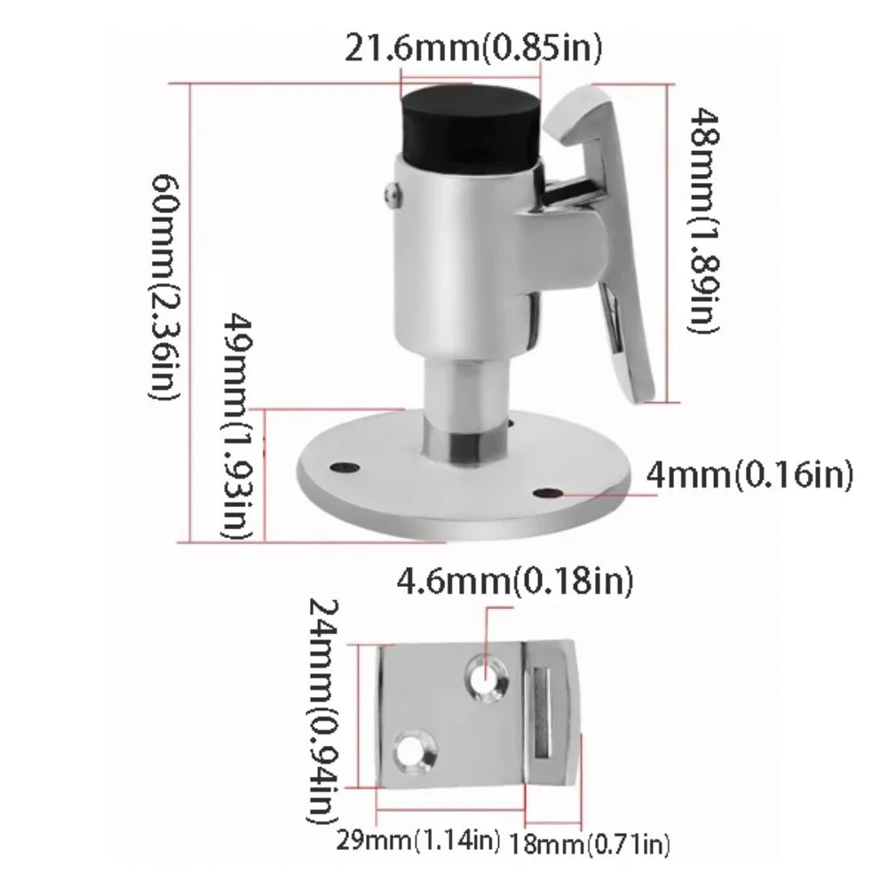 Stainless Steel 316 Boat Door Stop Floor Knob Spring Mechanism Door Holder Durable Construction Corrosion Resistant Marine Catch Zpaxo Door handle