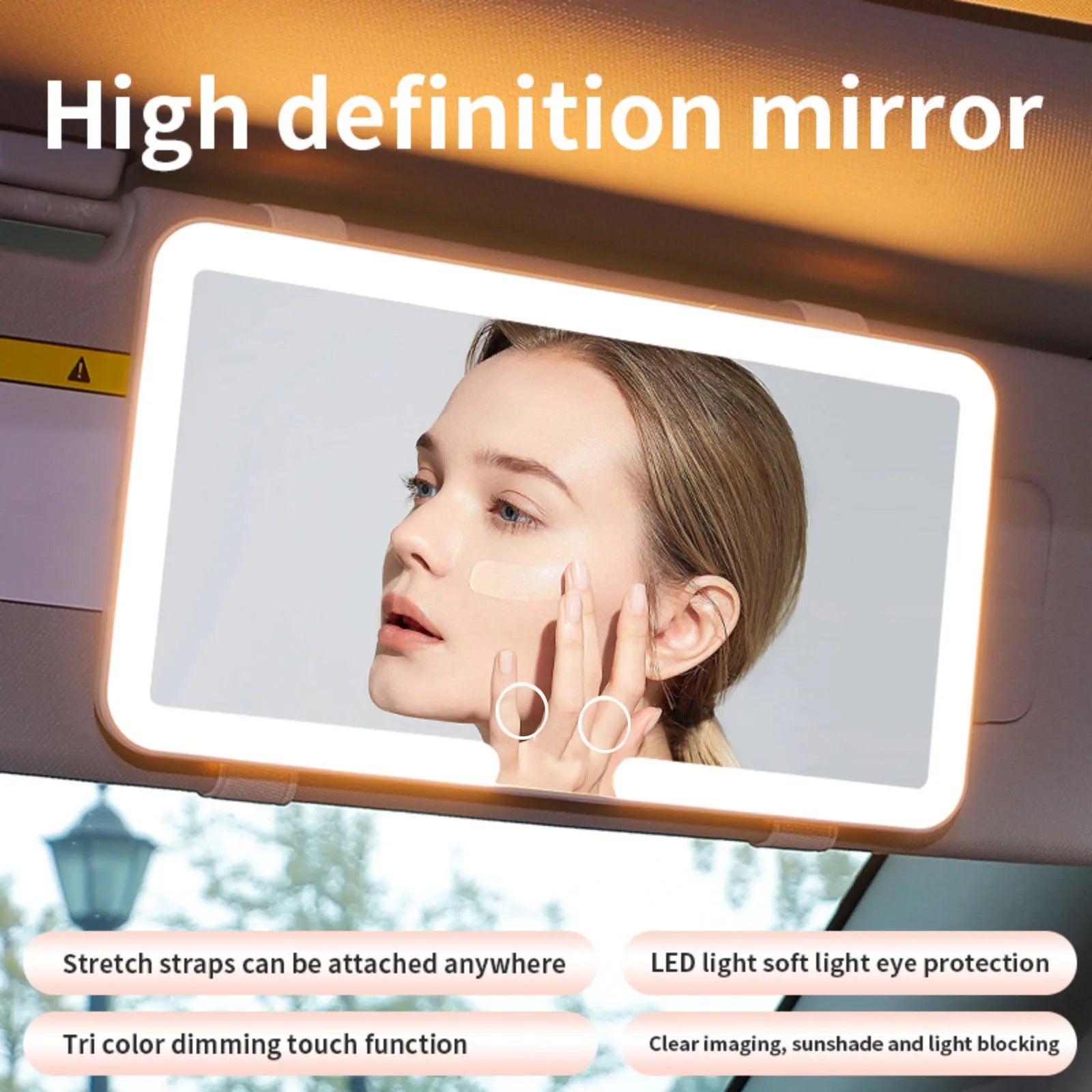 1Pc Vehicle Interior Mirrors Sun Visor Plate LED Vanity Makeup Mirror For Women Rechargeable Fill Light Universal Vanity Mirror