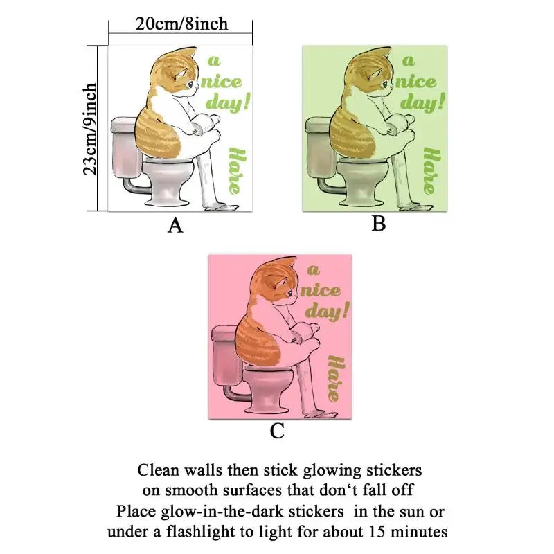 Glow in the Dark Cat Toilet Sticker – Funny Bathroom Decal