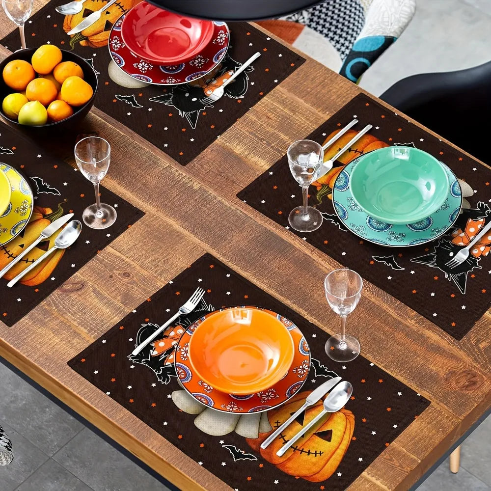Halloween Meal Mat 4 Ghost Pumpkin Cat Bat Non-slip Heat-resistant