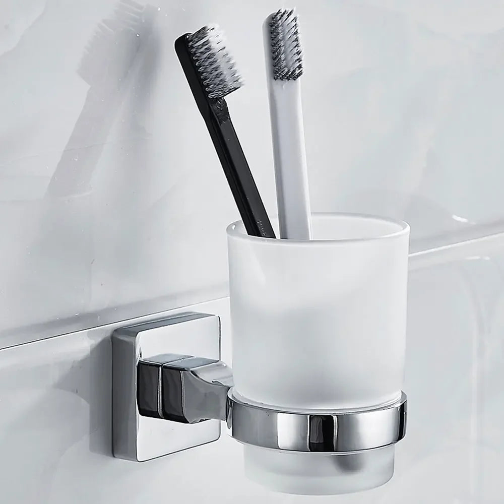 Toothbrushing Cup Bathroom Supplies Double Tumbler Cup Holder Toothbrush Holder Wall Mount Cup Strong Anti-Fall Bath Accessori Zpaxo