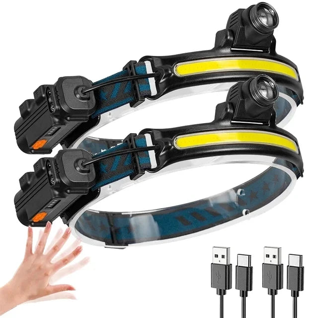 KDULIT XPG+COB LED Headlamp | USB Rechargeable, 6 Modes LED Headlamp Zpaxo Zoom Headlight 2PC