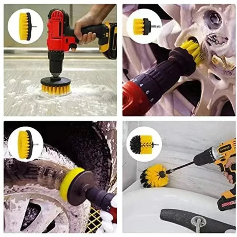 22 /3Pcs Electric Drill-Brush Kit Power Scrubber Brush For Carpet Bathroom Surface Tub Furniture Shower Tile Tires Cleaning Tool Zpaxo