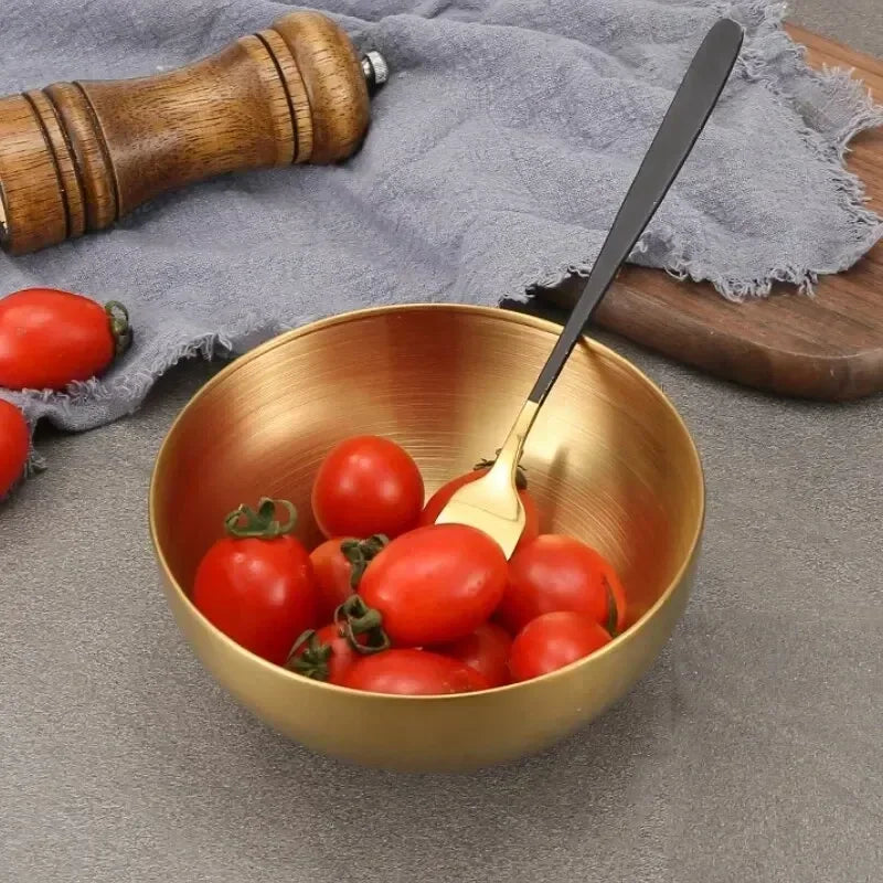 20cm Stainless Steel Salad Bowl – Gold & Silver | Rice Noodle Stainless Steel Bowl Zpaxo