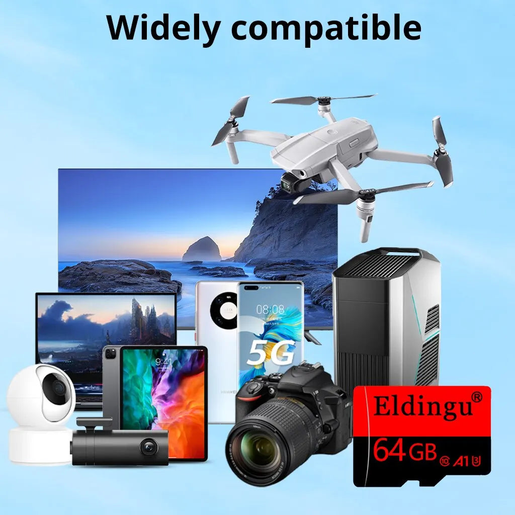 Eldingu Memory Card 32GB 64GB 128GB A1 U3 Class10 Mini TF Card U1 TF Card for Cell Phones Car Devices Computers Drones Zpaxo