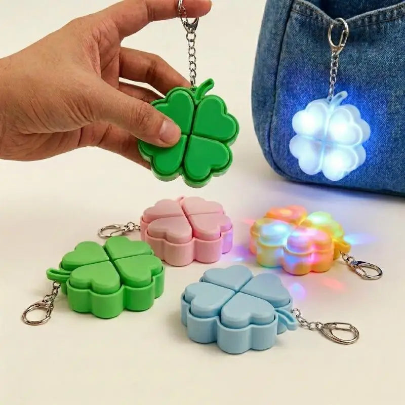 Lucky Four-Leaf Clover LED Light-Up Keychain Fidget Toy