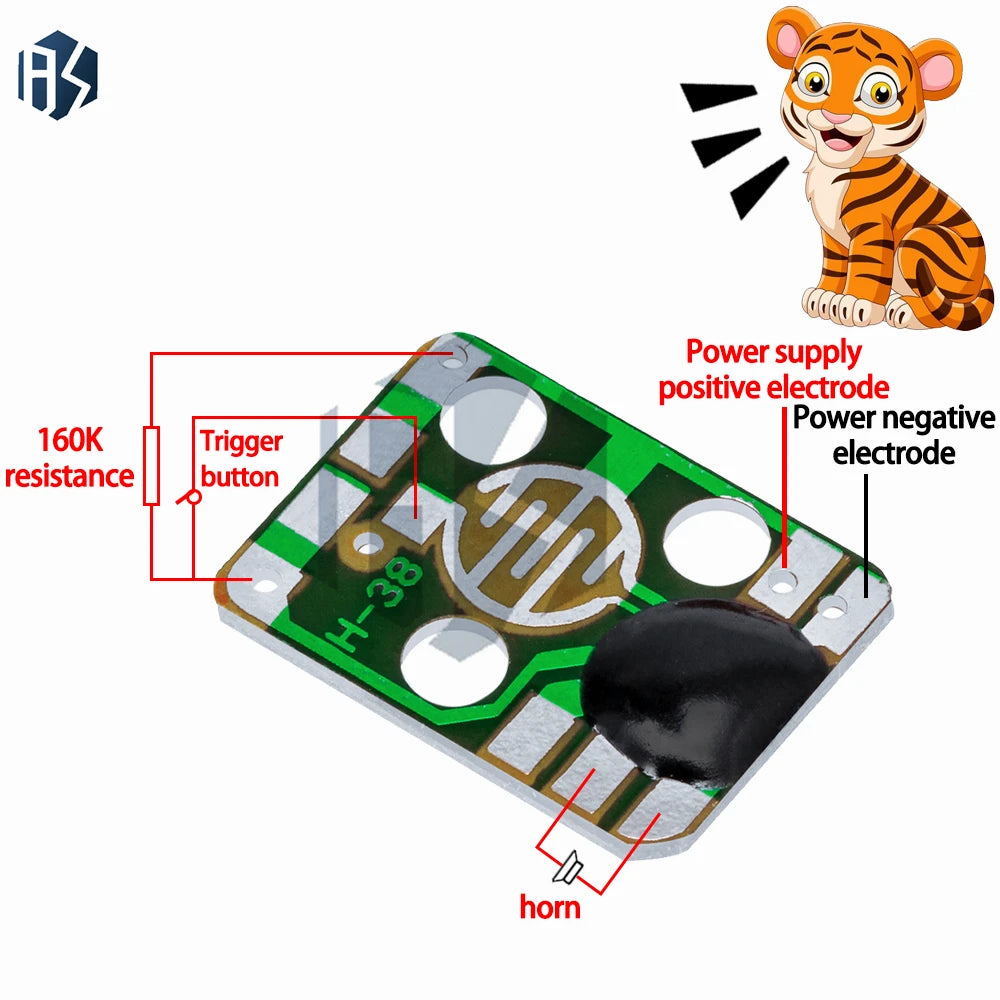 3V-4 5V Triggerable Animal Voice Module Dog Tiger Cat Pig Barking DIY Zpaxo