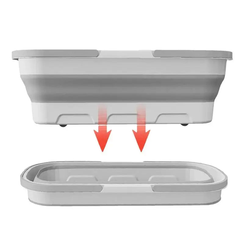 Folding Bucket Mop Portable Collapsible Wheel Multifunctional Basin
