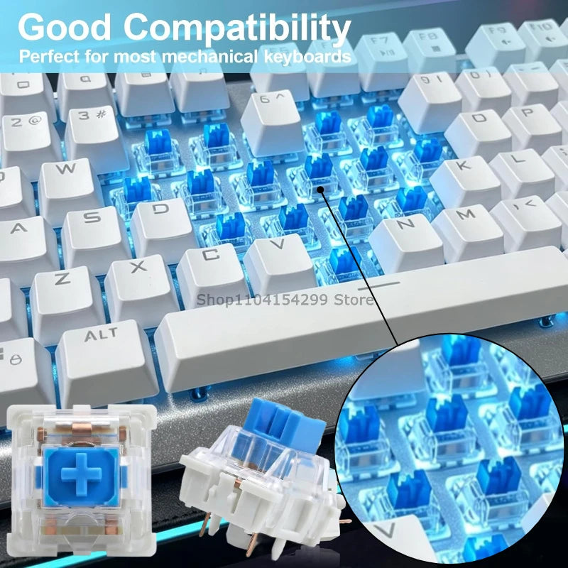 20 Pcs Blue Keyboard Switches, 3-Pin Clicky Tactile Mechanical Keyboard Switches, Complete DIY Replacement Kit with Switch Pulle Zpaxo
