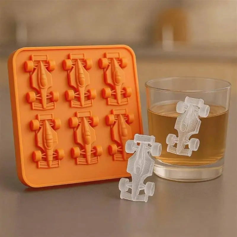 6-Cavity Racing Car Mold Mold, Silicone Racing Car Jelly Mold 3d Race Car Tumbler Tray Baking Tool Zpaxo Orange