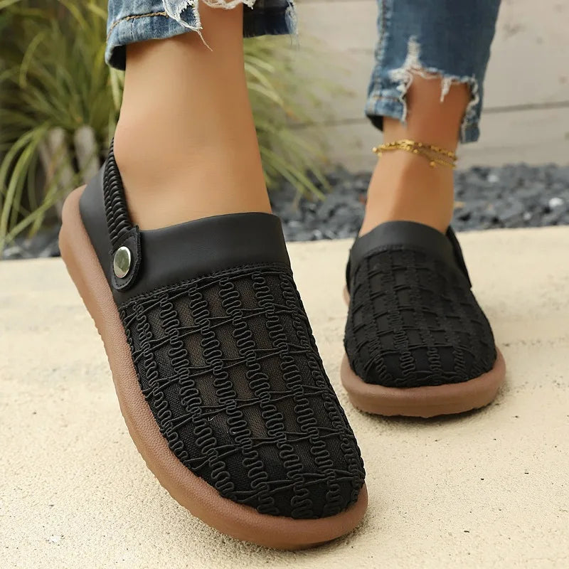 Women's Fish Mouth Closed Toe Comfortable Vintage Sandals Women Mesh Zpaxo black 40
