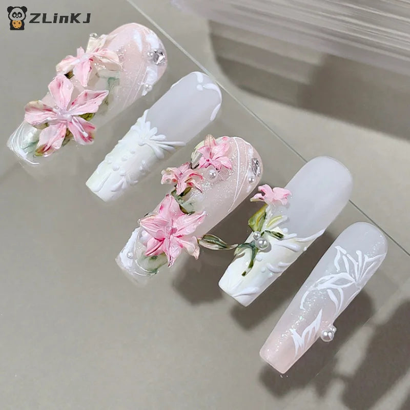 ▶1Pcs Flowers Rose Tulip Nail Silicone Relief Nail Art Mold Nail Salon Manicure Tool DIY Nail Decoration Zpaxo