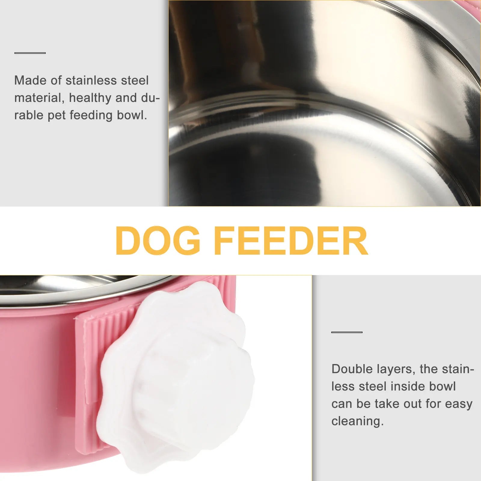 Stainless Steel Pet Bowl Dog Cat Hanging Feeder Non-overturn Unique