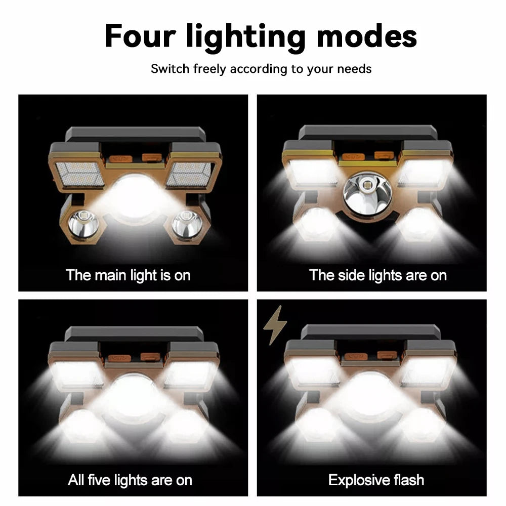Rechargeable 5 LED Headlamp – Camping, Fishing & Travel LED Headlamp Zpaxo