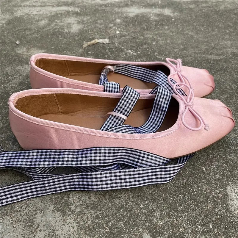Mary Jane Strapped Flat Shoes for Women 2024 New Style Spring Autumn Square Head Flat Heel French Black Ladies Ballet shoes Zpaxo