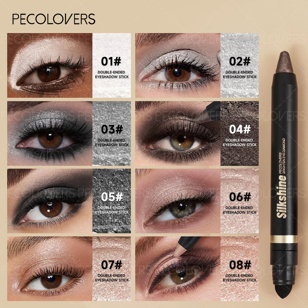 1PC Cream Glitter Eye Shadow Pen with Double-head Design, Pearlescent Glitter Finish, for A Charming Christmas Eye Makeup Zpaxo