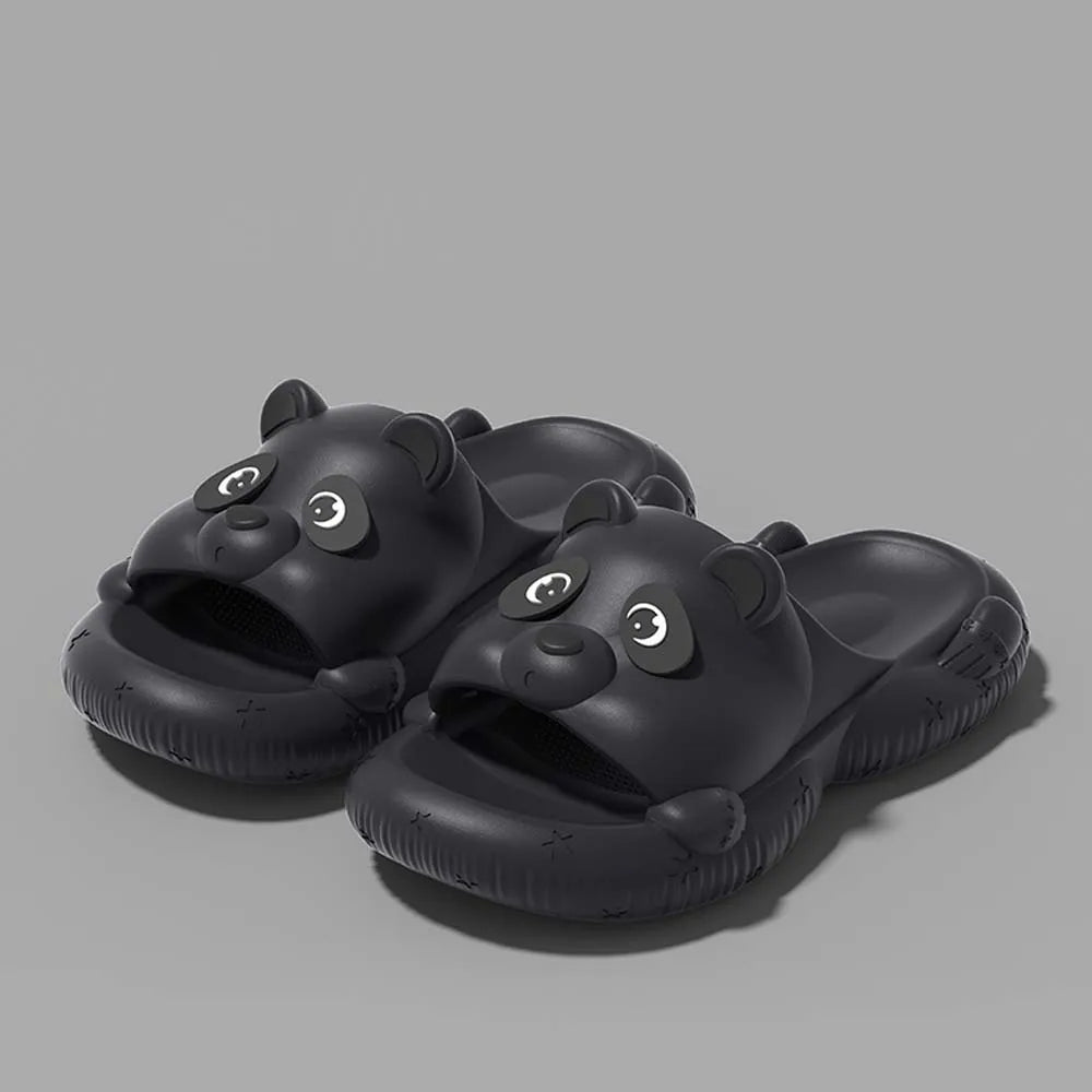 Summer Unisex Cute Cartoon Bear Open Toe Slides EVA Thick Platform
