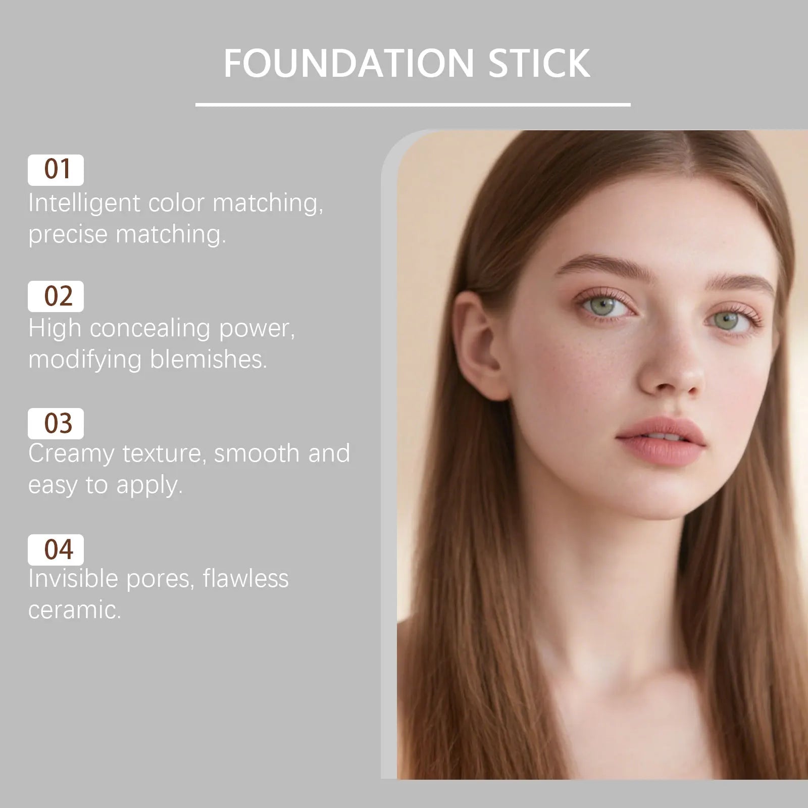 2-in-1 Foundation Stick Uneven Skin Tone Lightweight Adherent Zpaxo