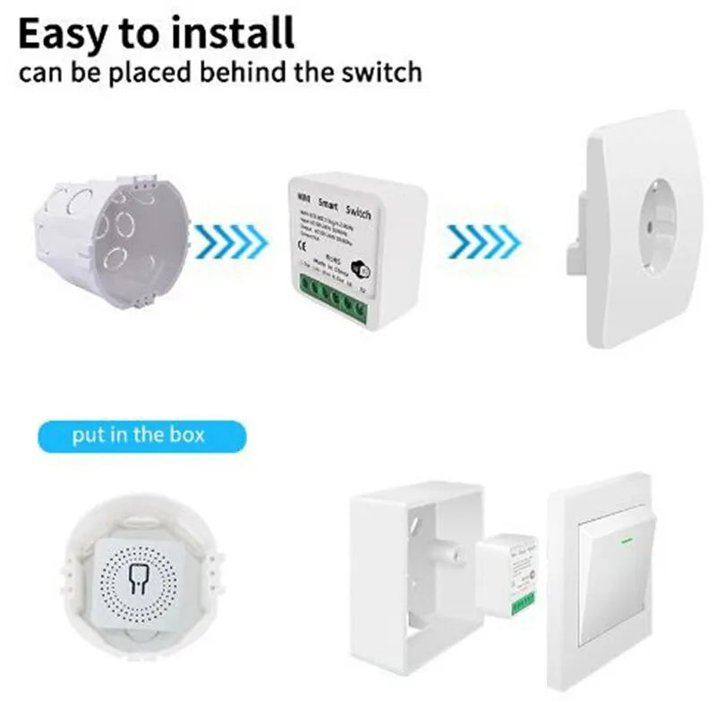 Tuya 16A Mini Wifi Smart Switch DIY 2-Way Remote Control Timer Relay Automation For Smart Life Work With Alexa Google Home Alice Zpaxo