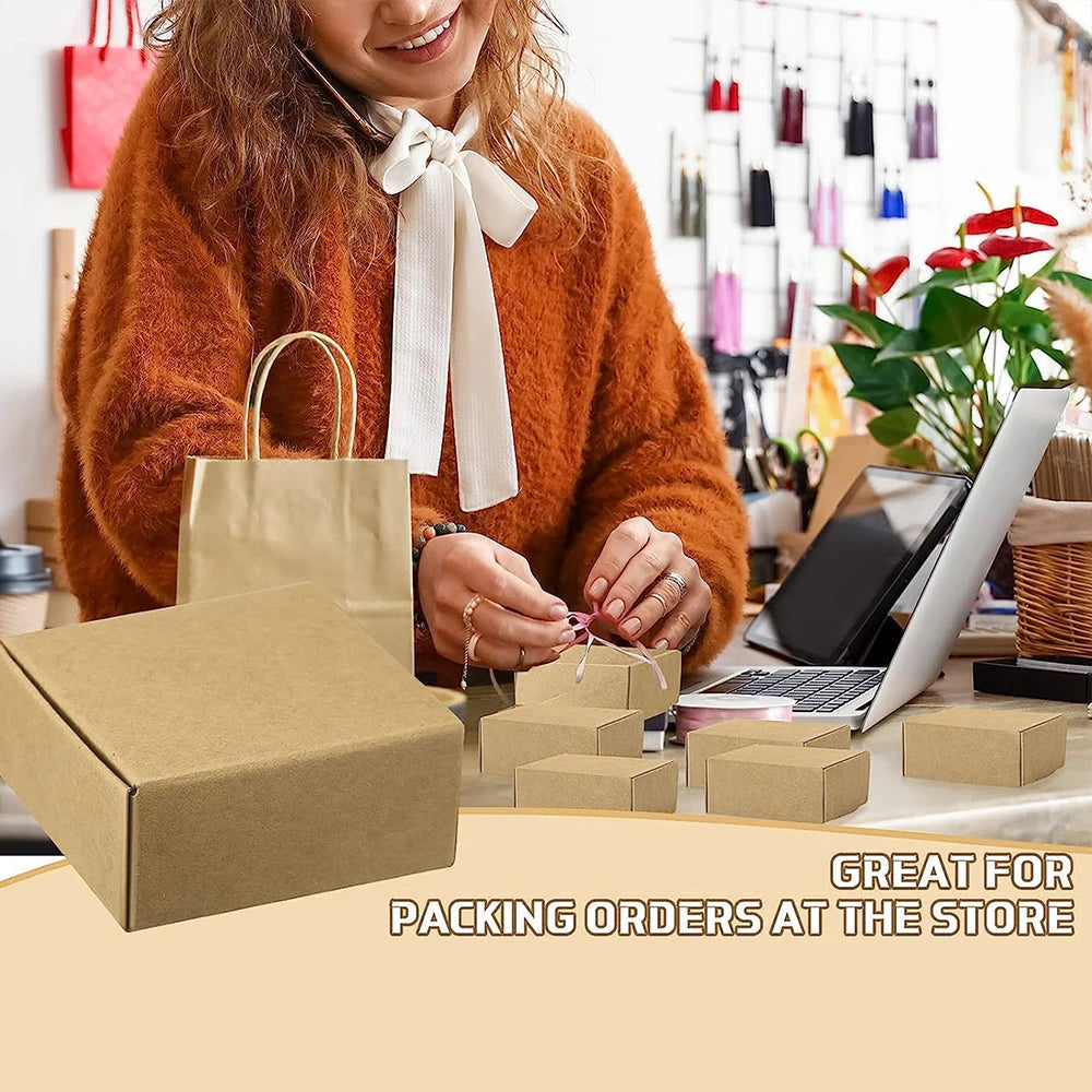 10Pcs Small Kraft Paper Gift Boxes 2.16'' x 2.16'' x 0.98'' for Ornaments Earring Jewelry Wrapping Packaging Cardboard Boxes Zpaxo