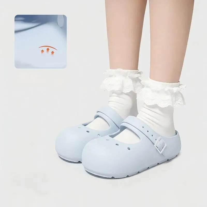 Women Summer Mary Jane Clogs Closed Toe Cloud Feel Non Slip Slippers