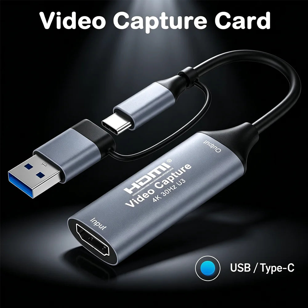 2-in-1 4K HDMI Video Capture Card USB & USB-C – Switch/PS5/Xbox Video Capture Card Zpaxo