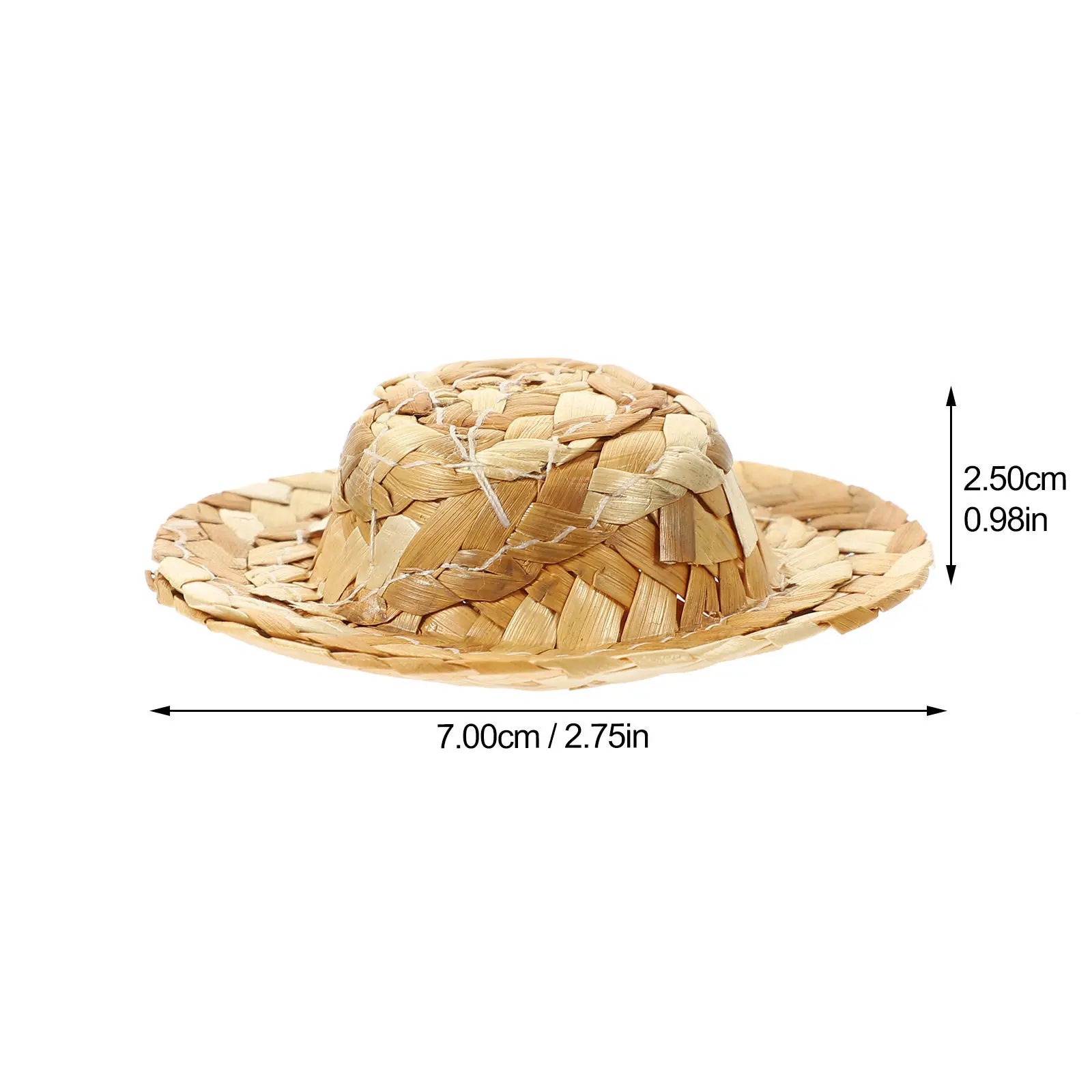 12Pcs Woven Straw Hats Small Lightweight Rustic Photo Prop Exquisite Decorative Hat Adornments Small Straw Hat Zpaxo