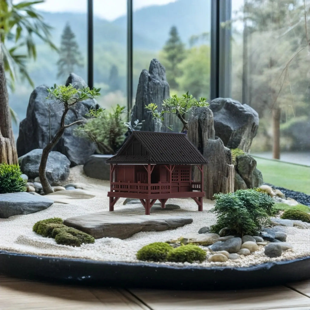 Tiny Pavilion Statue Asian Fish Tank Decor Bonsai Garden Accessory